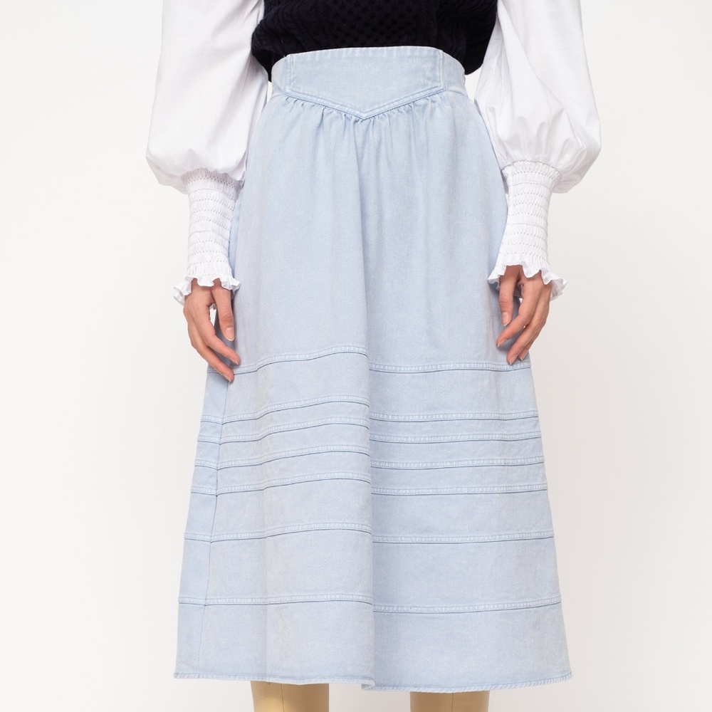 Sea New York Maura Acid Wash Denim Skirt in Light Blue NWT